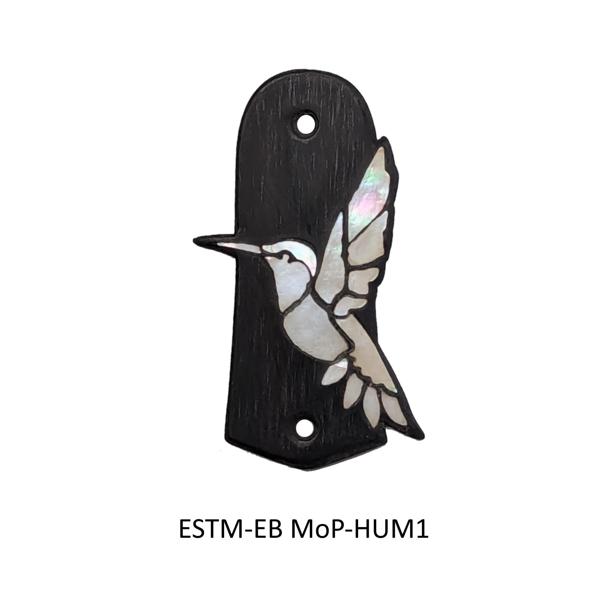 Eastman Mandolin Ebony Truss Rod Cover | Abalone Hummingbird Inlay