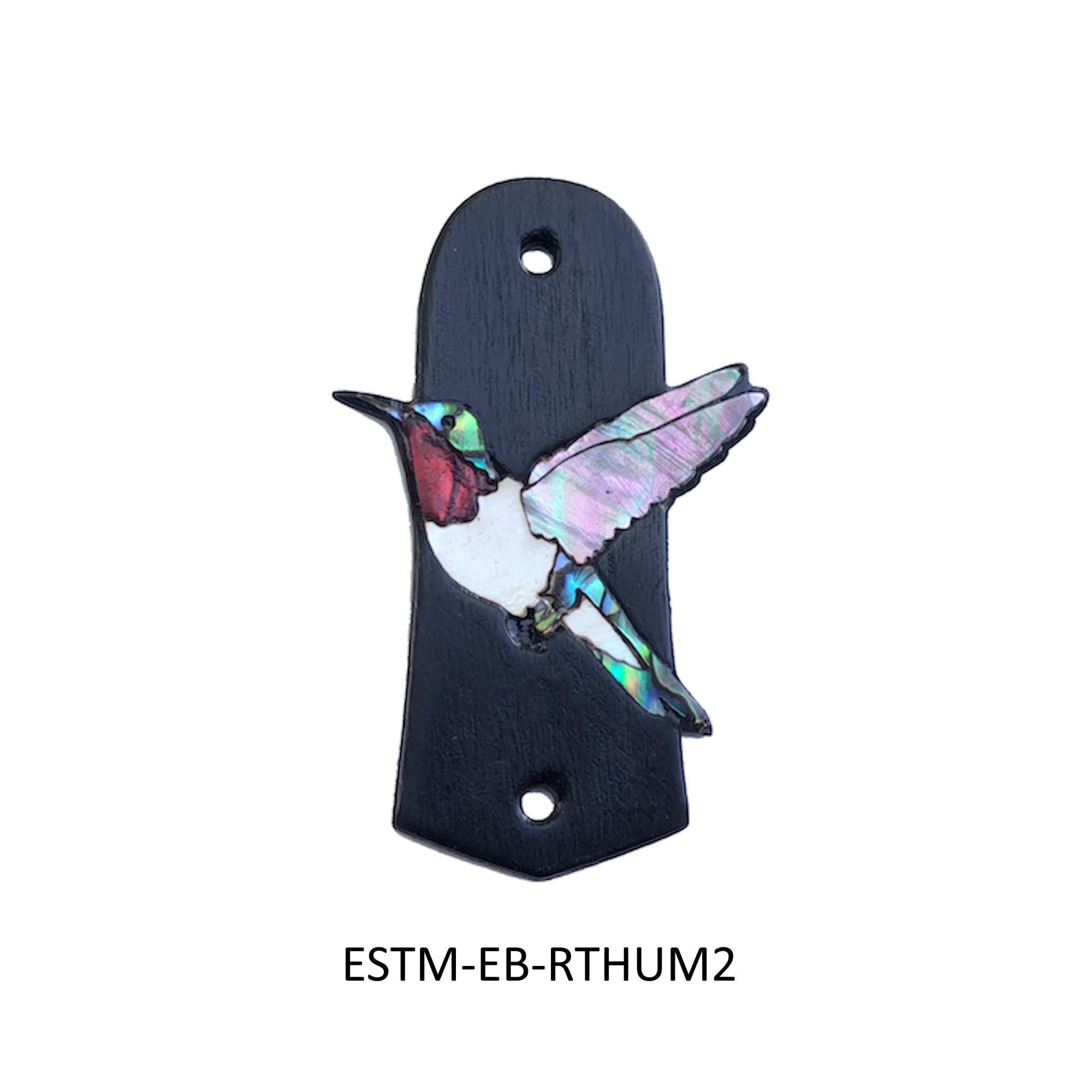 Eastman Mandolin Ebony Truss Rod Cover | Abalone Hummingbird Inlay