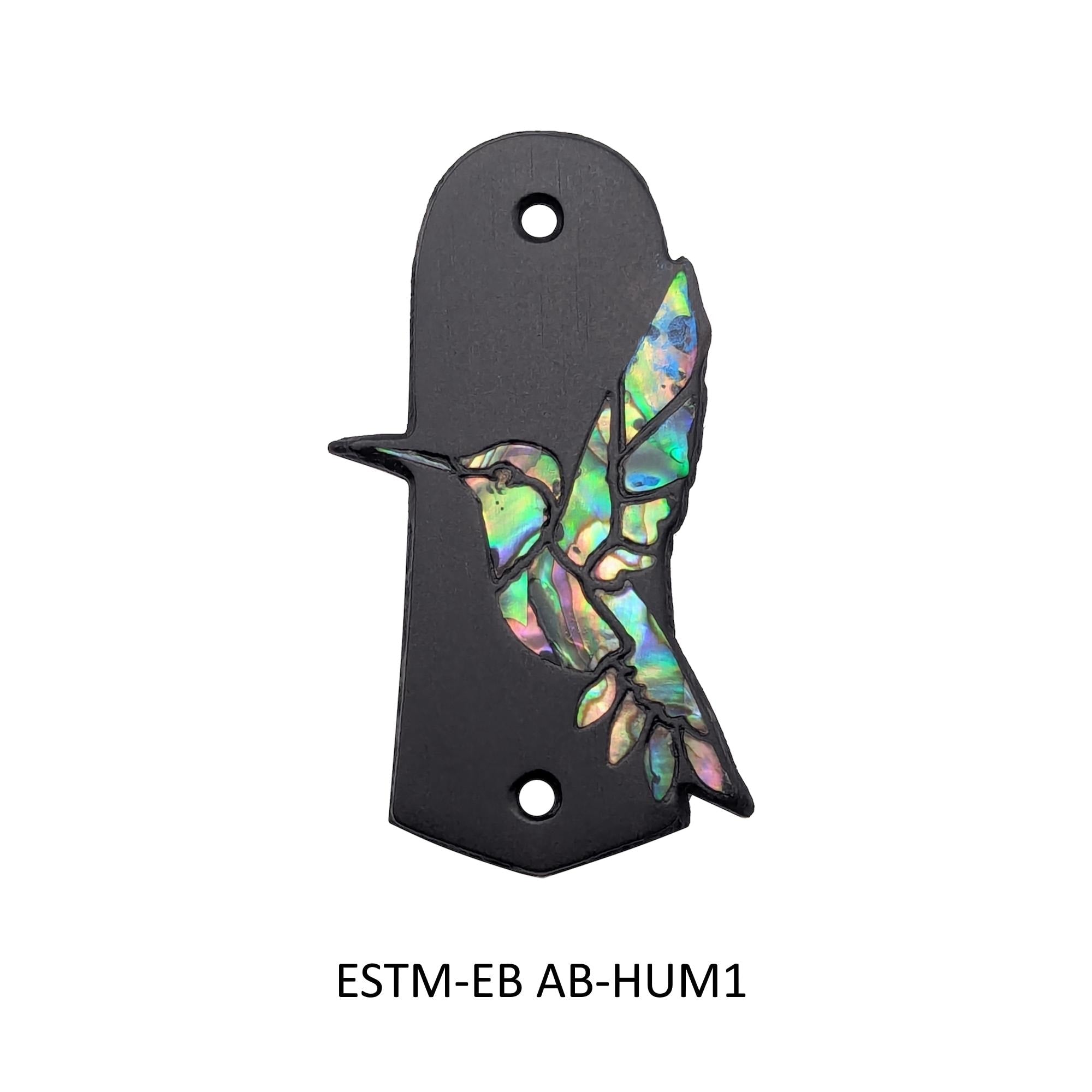 Eastman Mandolin Ebony Truss Rod Cover | Abalone Hummingbird Inlay