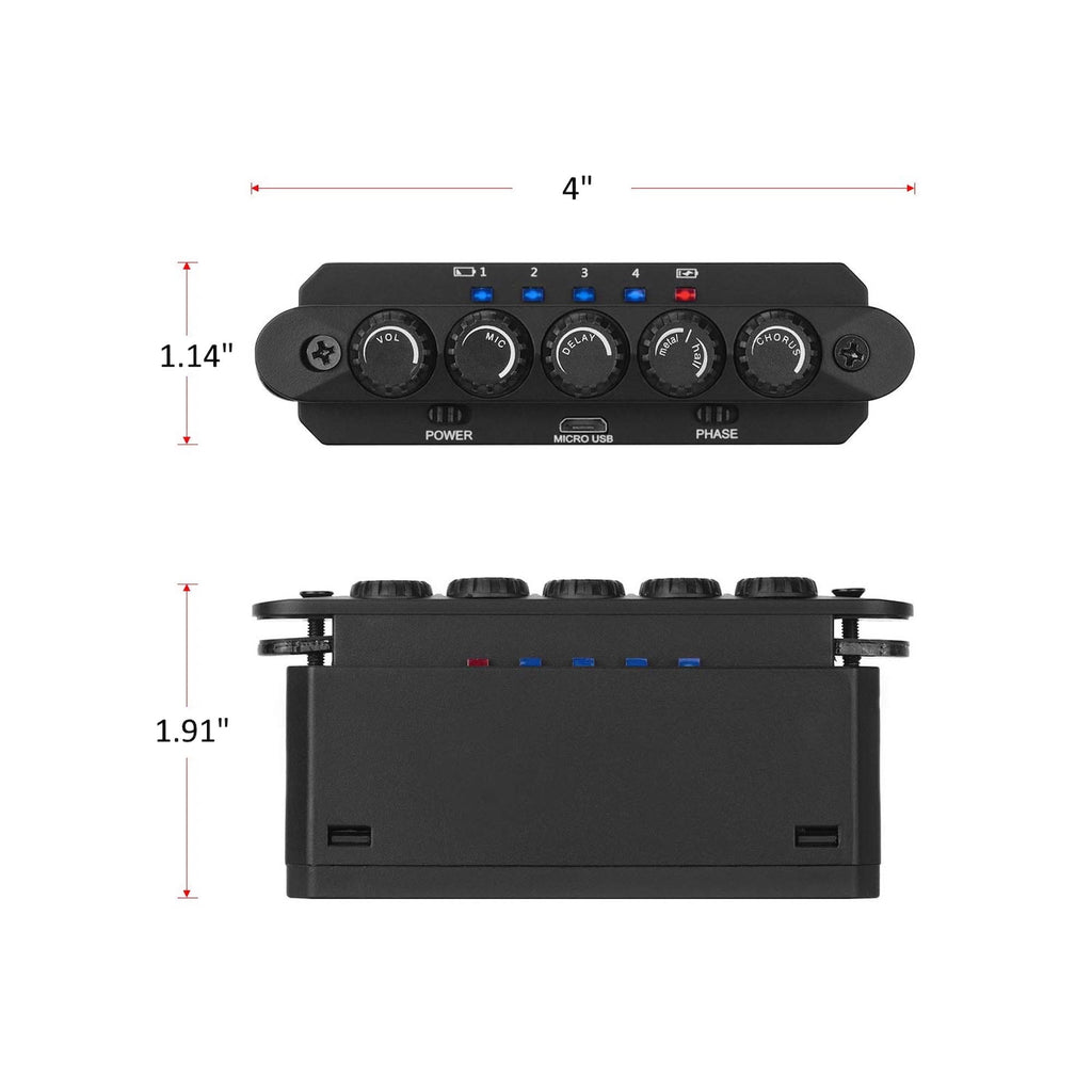 Skysonic R2 Resonance Acoustic Guitar Pickup with Delay, Reverb, Chorus Effect No Amp Required