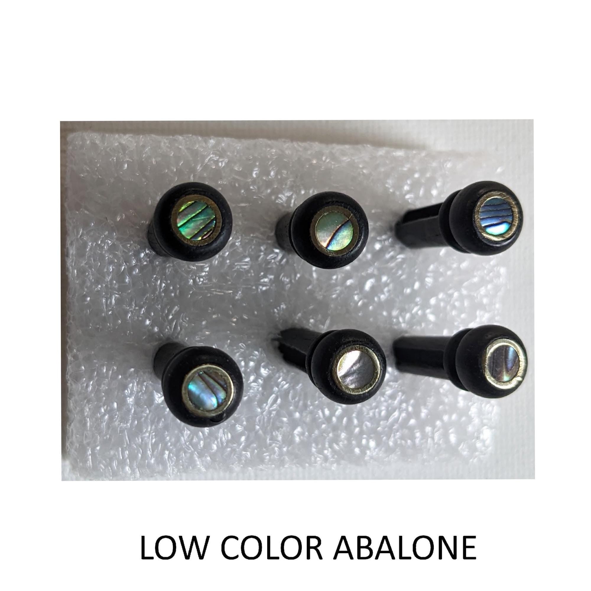 Ebony Bridge Pin Set Abalone Inlay, Acoustic Guitar Upgrade Hardware, Natural Wood Optional Readmer