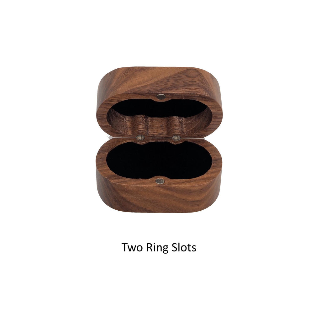 Handcrafted Walnut Double Ring Box – Plush Black Lining, Hidden Brass Hinges