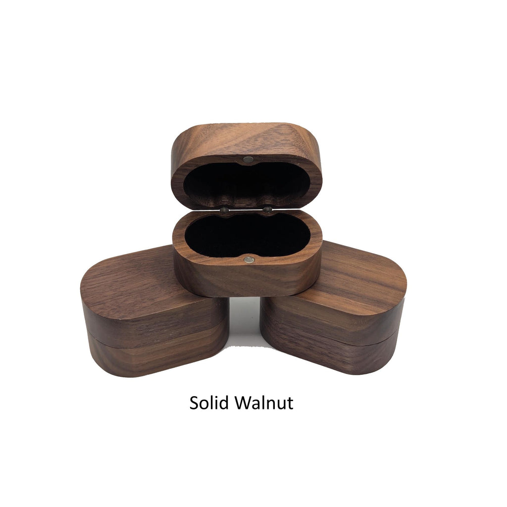 Handcrafted Walnut Double Ring Box – Plush Black Lining, Hidden Brass Hinges