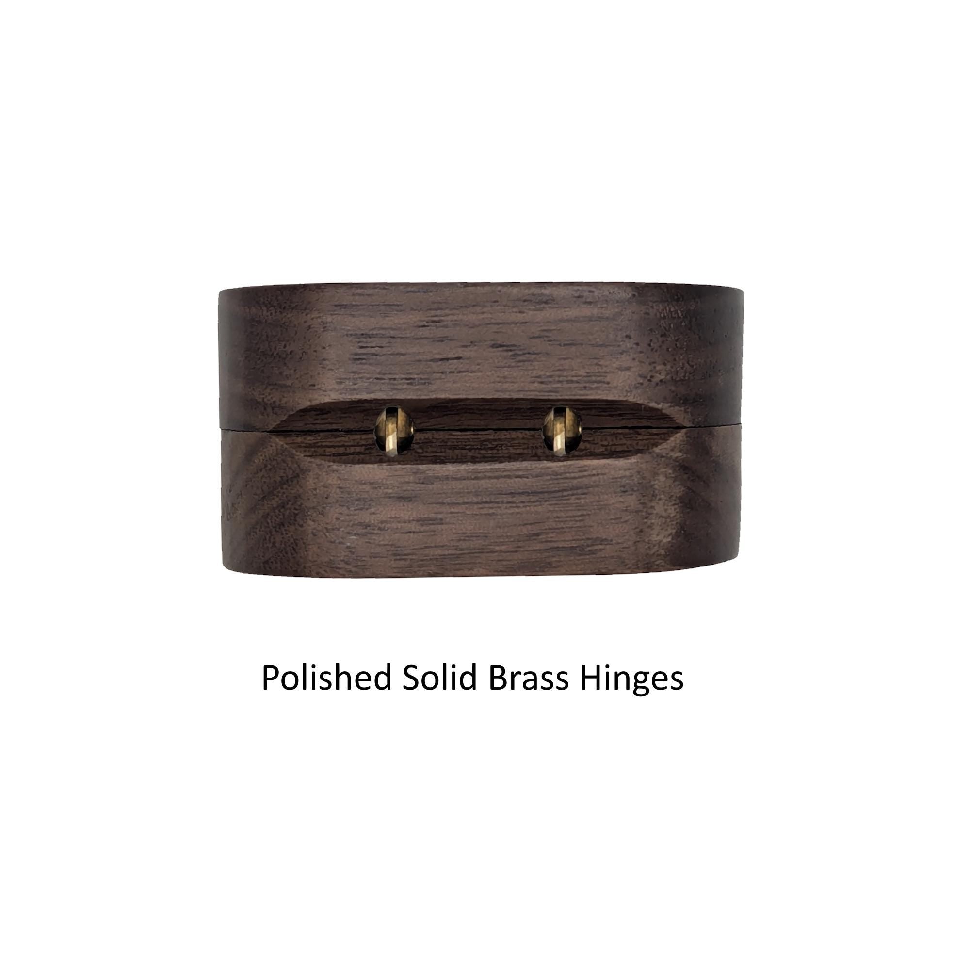 Handcrafted Walnut Double Ring Box – Plush Black Lining, Hidden Brass Hinges