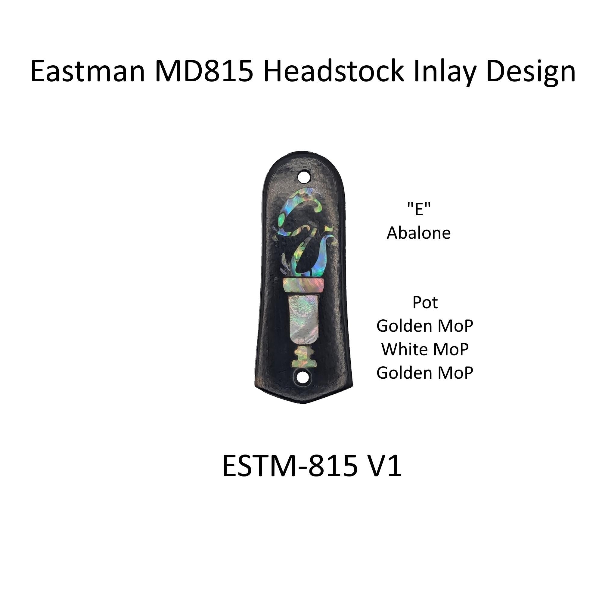 Eastman Mandolin Truss Rod Cover Fits MD815 Ebony Wood Abalone Mother of Pearl Inlay
