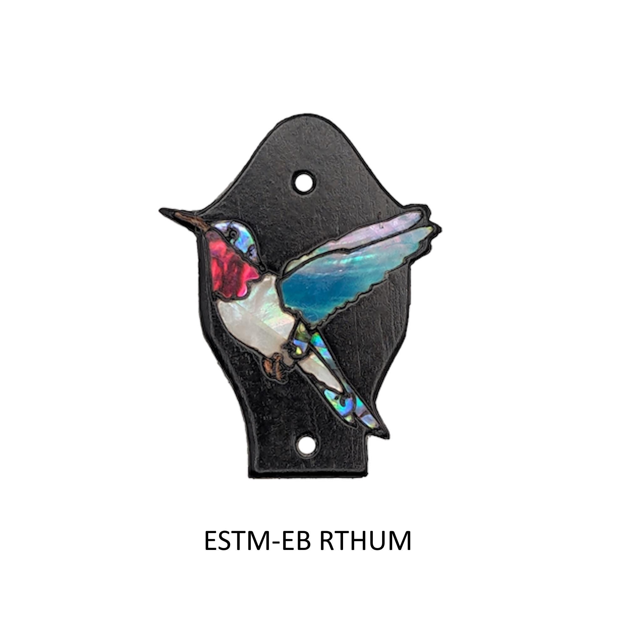 Eastman Mandolin Ebony Truss Rod Cover | Abalone Hummingbird Inlay