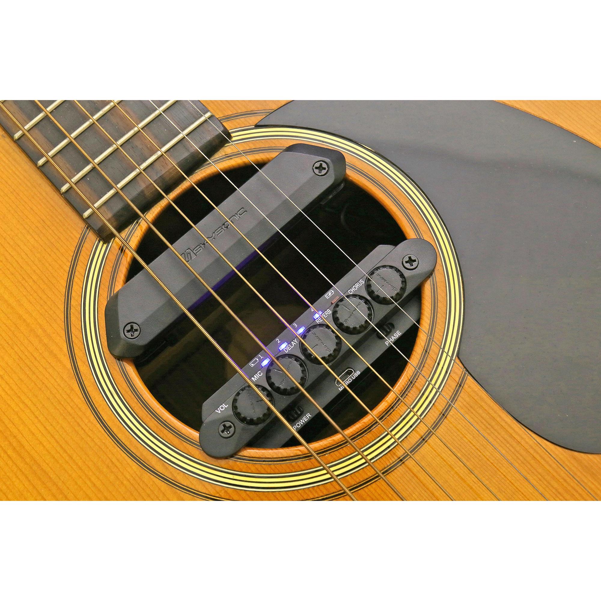 Skysonic R2 Resonance Acoustic Guitar Pickup with Delay, Reverb, Chorus Effect No Amp Required