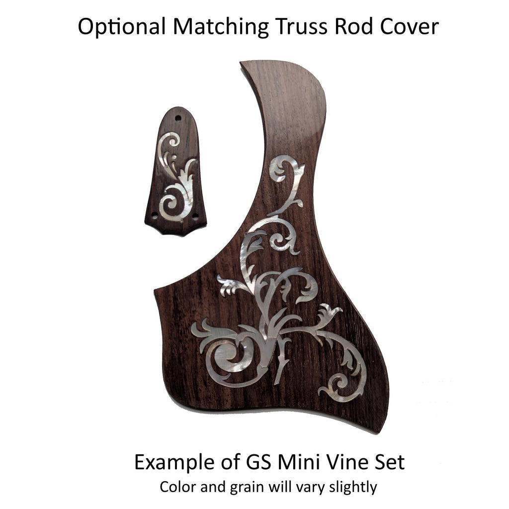 Made to Fit Taylor Guitars- Rosewood Pickguard with White Mother of Pearl Vine Inlay