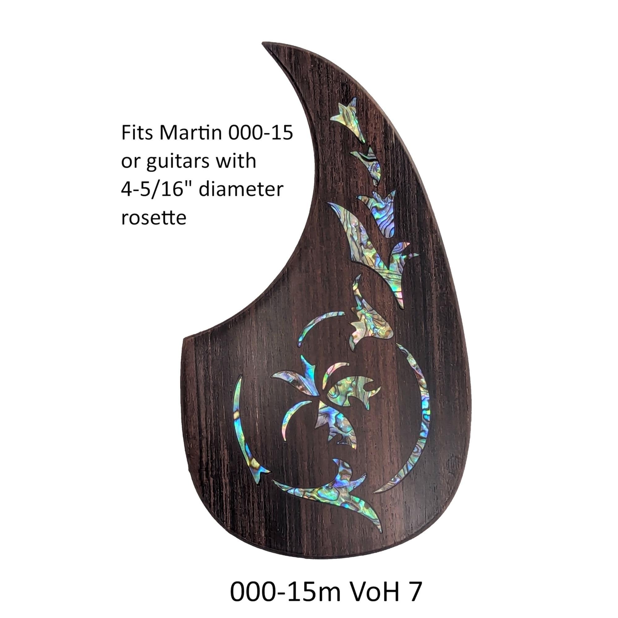 Rosewood Pickguard Fits Martin 000-15M (only) Guitar Pickguard Colorful Abalone Vine of Harmonics Design
