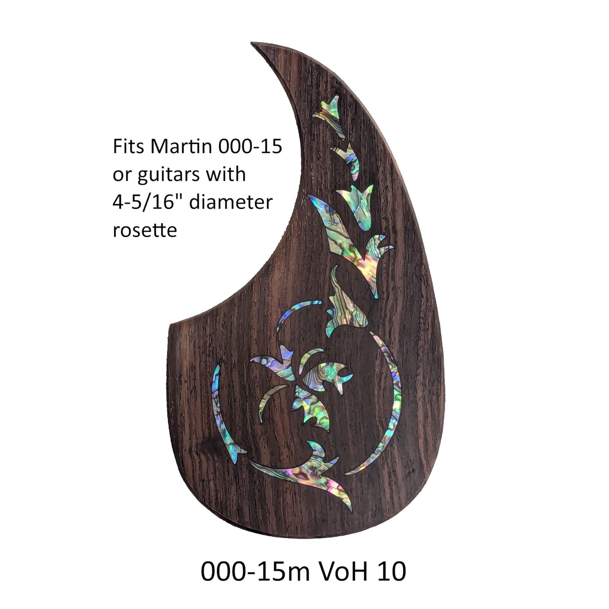 Rosewood Pickguard Fits Martin 000-15M (only) Guitar Pickguard Colorful Abalone Vine of Harmonics Design