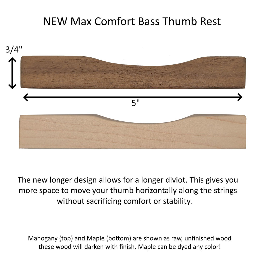 Bass Guitar Thumb Rest Extra Long with Comfort Divot | Soft Curved Edges