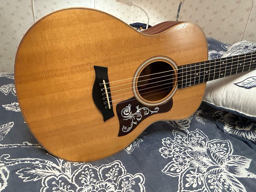 Made to Fit Taylor Guitars- Rosewood Pickguard with White Mother of Pearl Vine Inlay