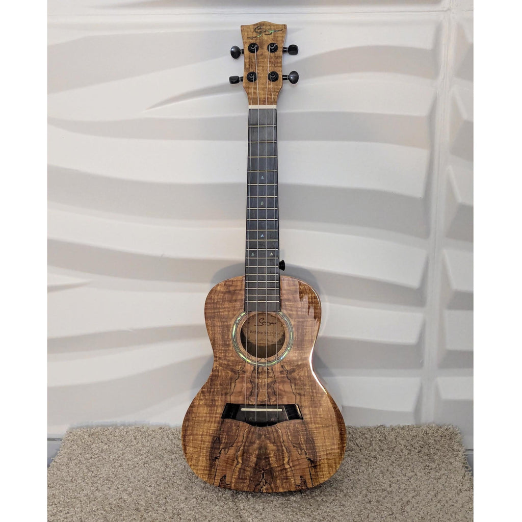 Spalted Maple Concert Ukulele with Abalone Rosette Professional Setup, Ready to Play