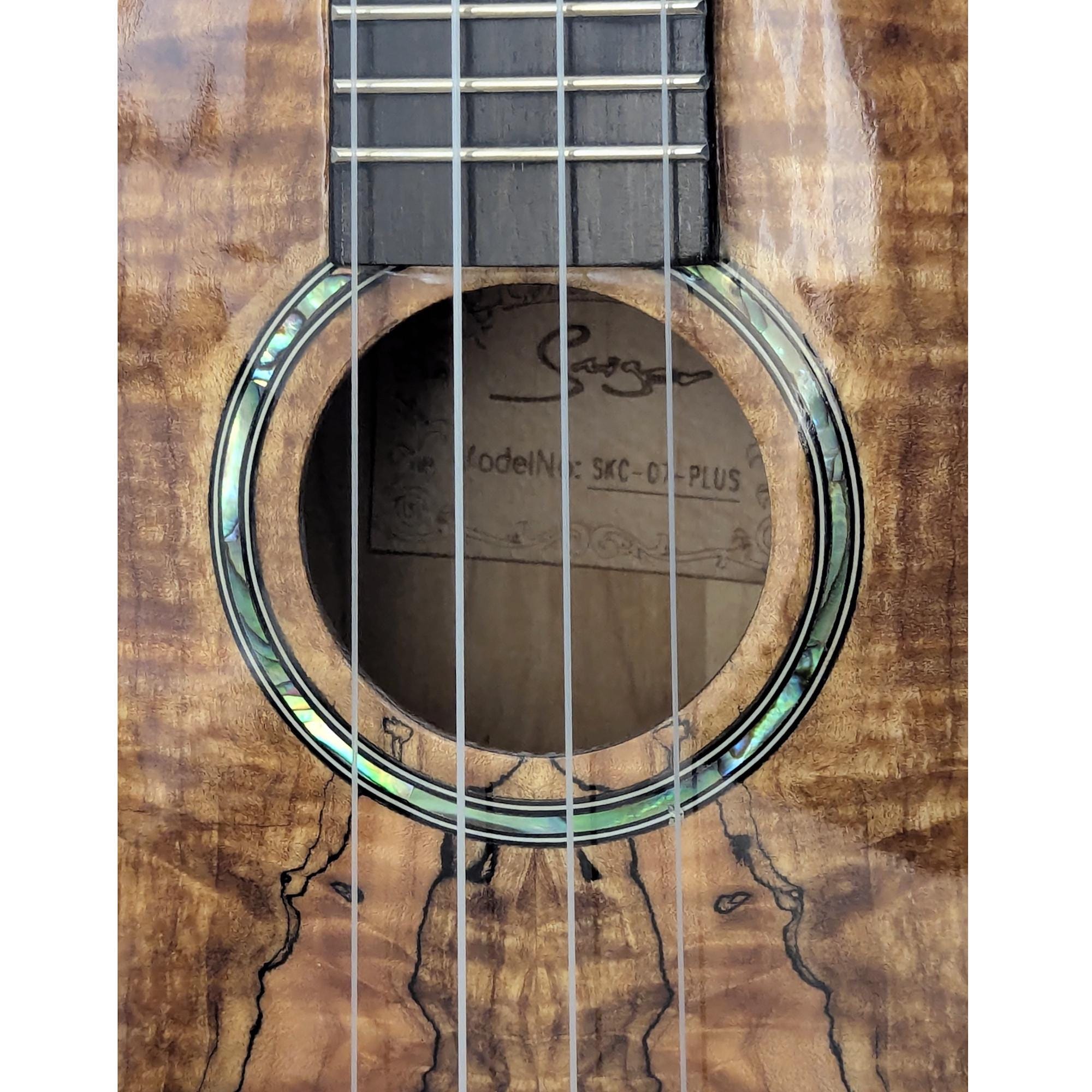 Spalted Maple Concert Ukulele with Abalone Rosette Professional Setup, Ready to Play