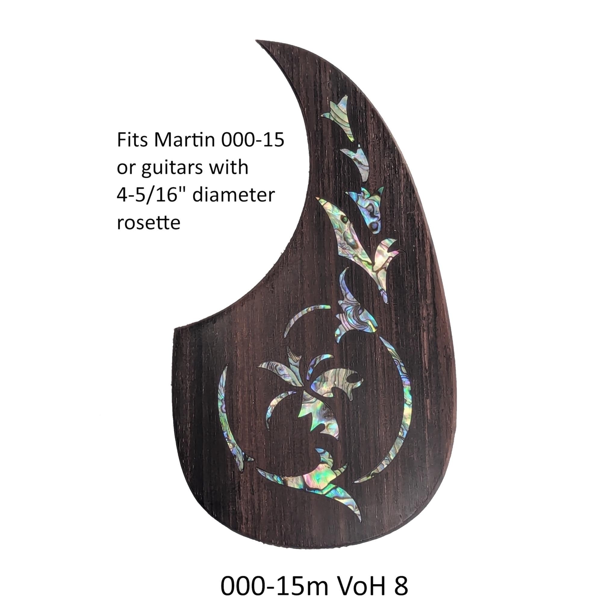 Rosewood Pickguard Fits Martin 000-15M (only) Guitar Pickguard Colorful Abalone Vine of Harmonics Design