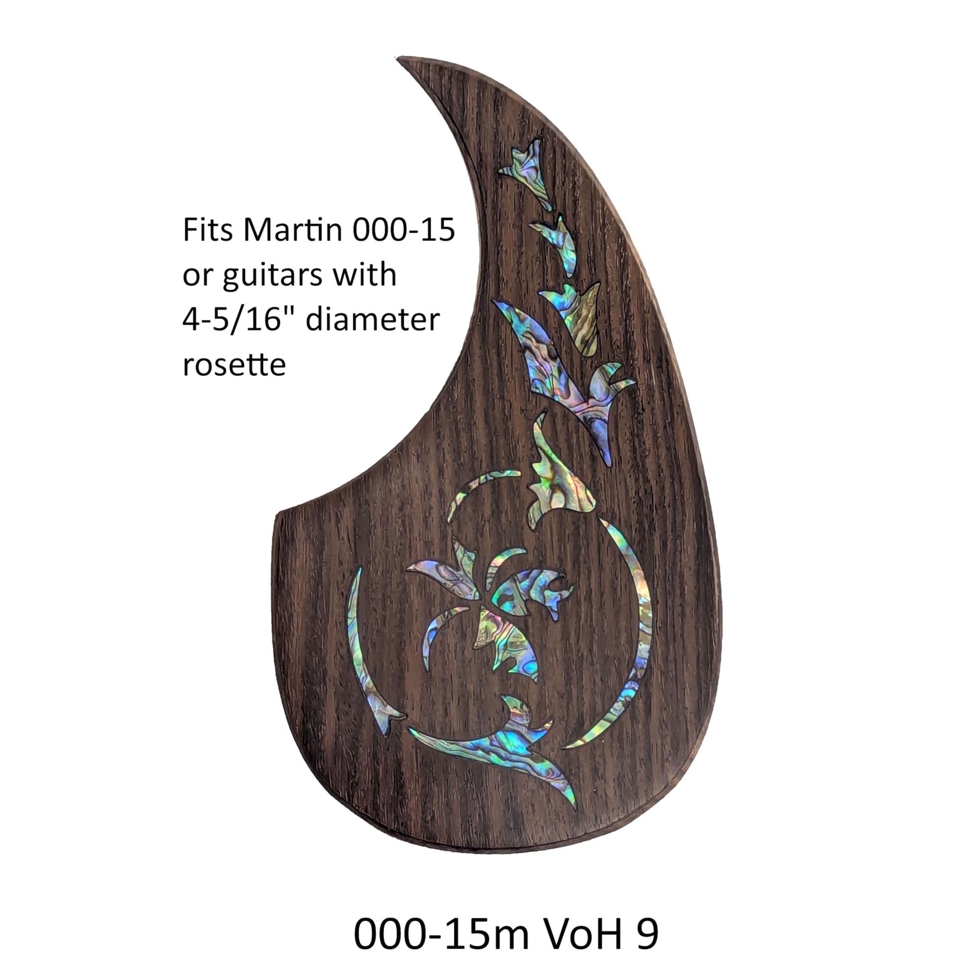 Rosewood Pickguard Fits Martin 000-15M (only) Guitar Pickguard Colorful Abalone Vine of Harmonics Design