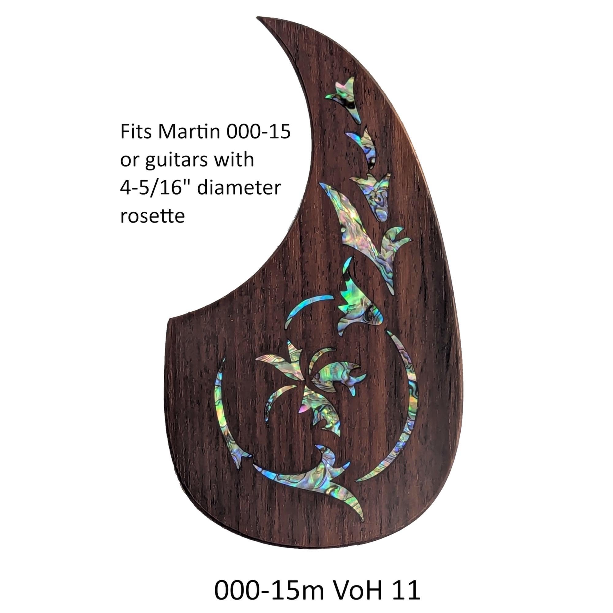 Rosewood Pickguard Fits Martin 000-15M (only) Guitar Pickguard Colorful Abalone Vine of Harmonics Design