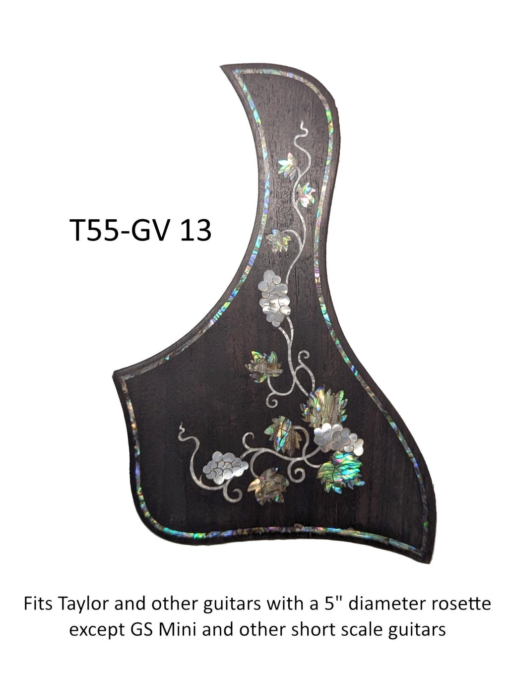 Taylor Guitar Pickguard Rosewood Abalone Inlay | 5.5" Rosette OEM Shape for Soundhole Protection