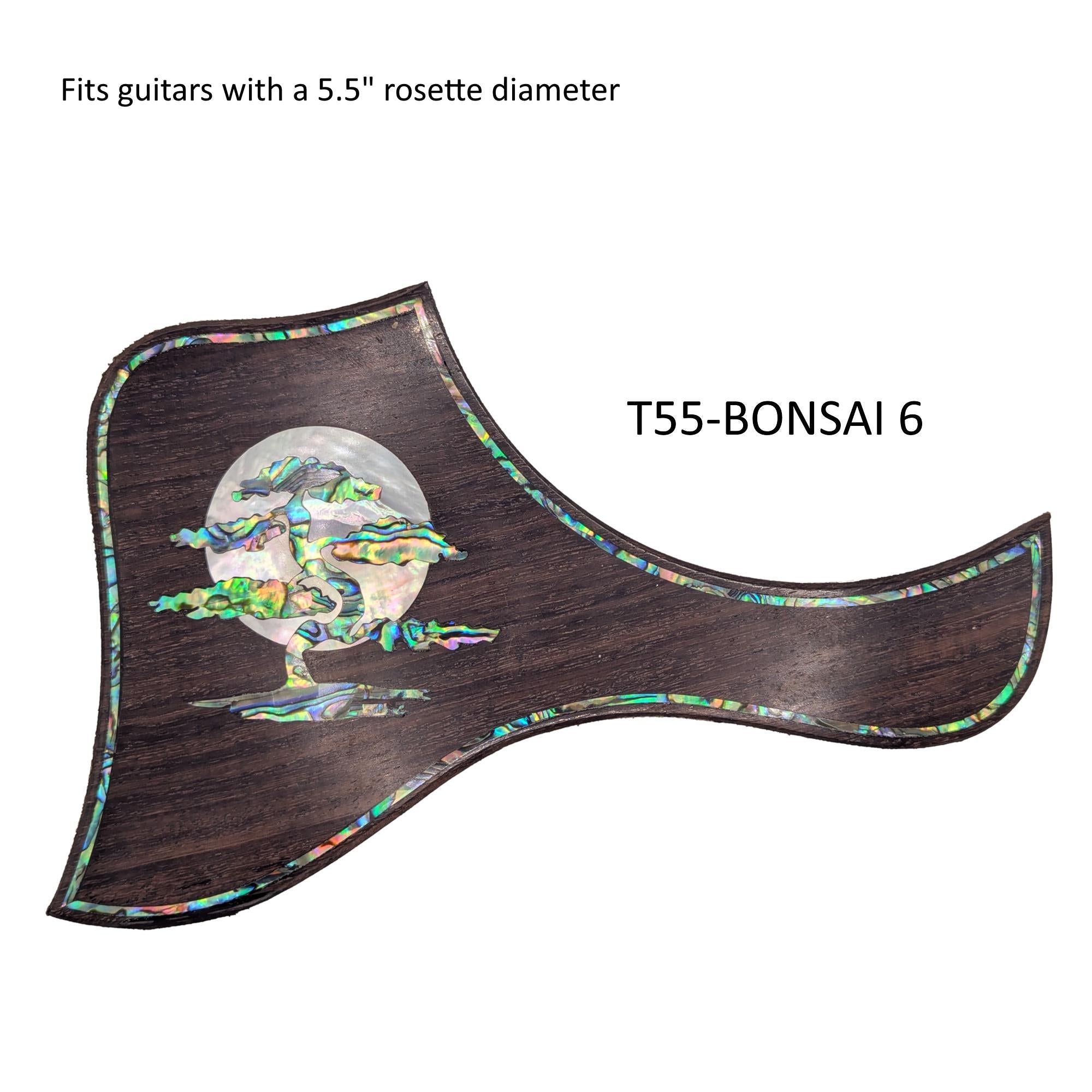 Bonsai Rising Moon Inlay Pickguard for Taylor Guitars (5.5" Rosette)