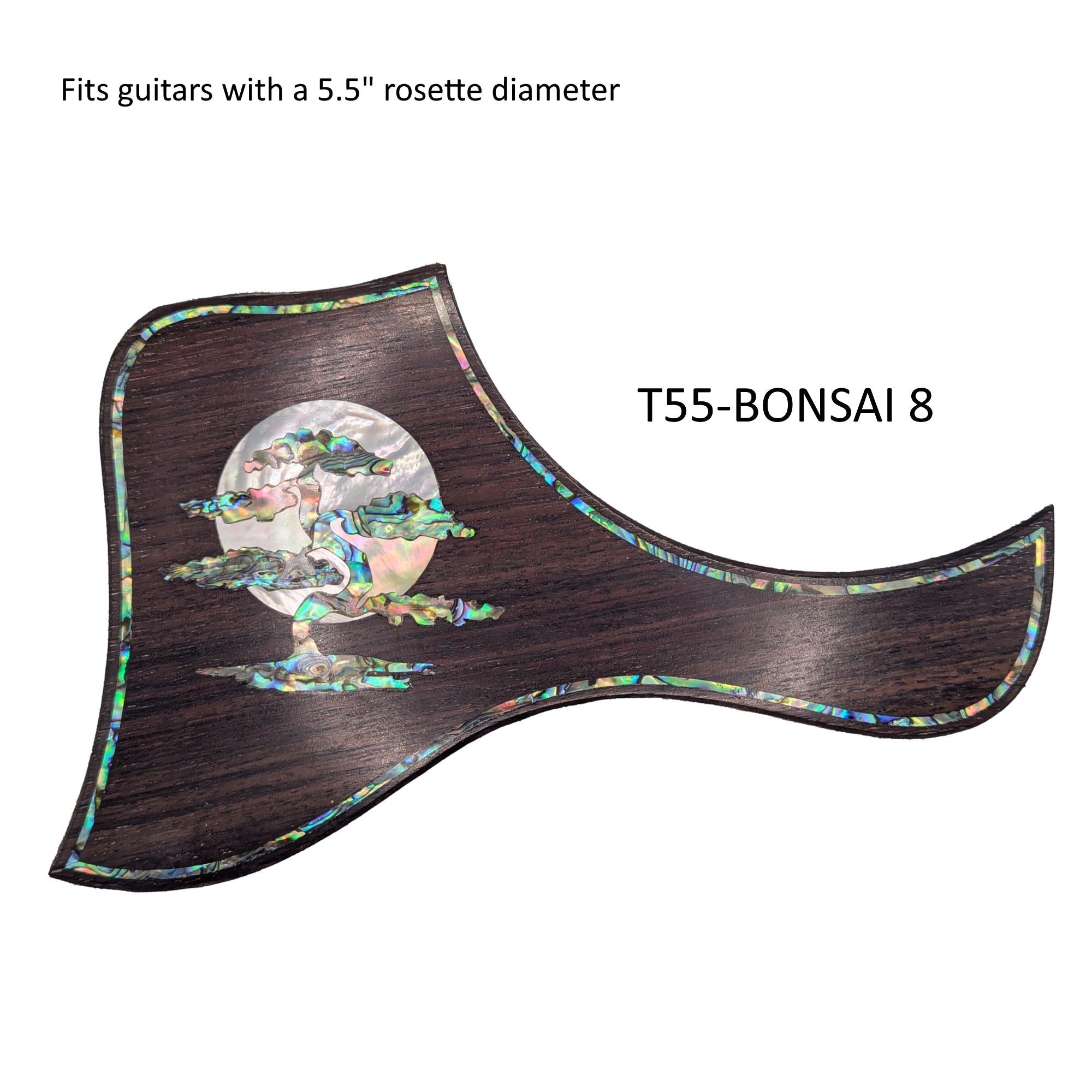 Bonsai Rising Moon Inlay Pickguard for Taylor Guitars (5.5" Rosette)