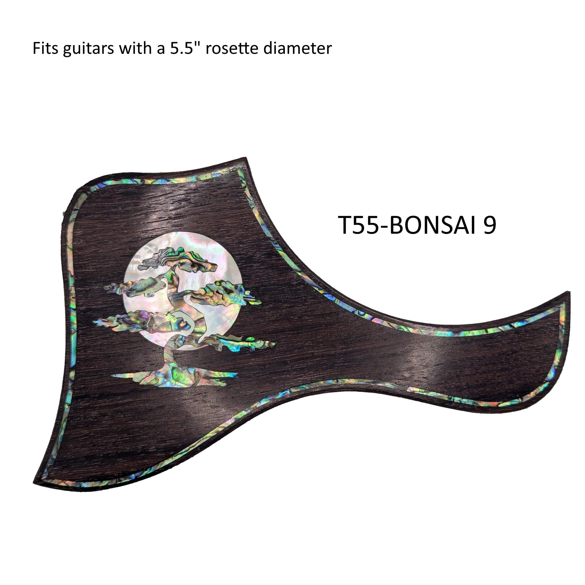 Bonsai Rising Moon Inlay Pickguard for Taylor Guitars (5.5" Rosette)