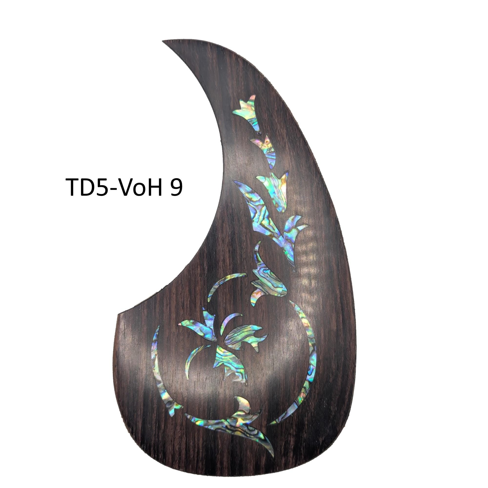 Rosewood Guitar Pickguard: Abalone Inlay, Vine Design
