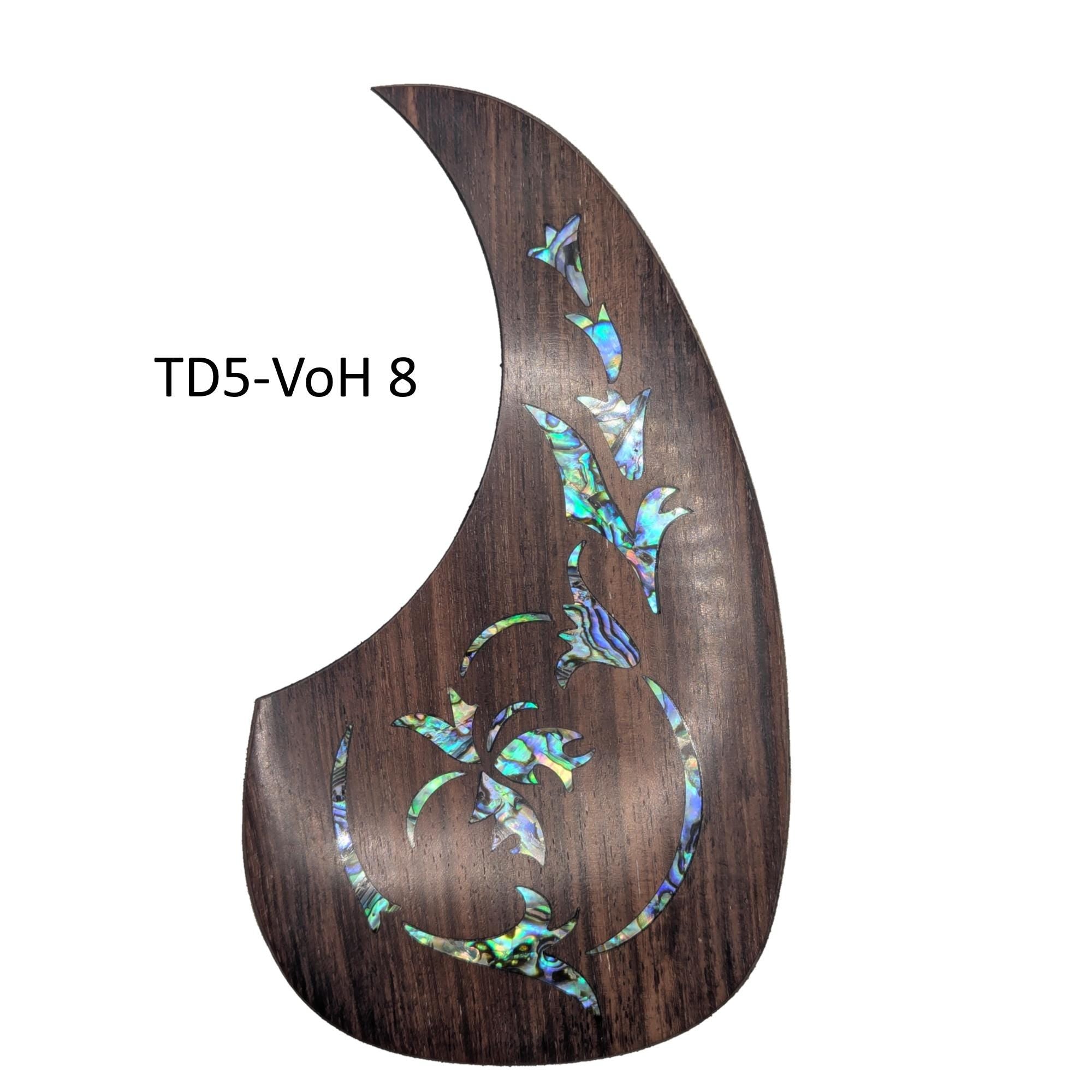 Rosewood Guitar Pickguard: Abalone Inlay, Vine Design