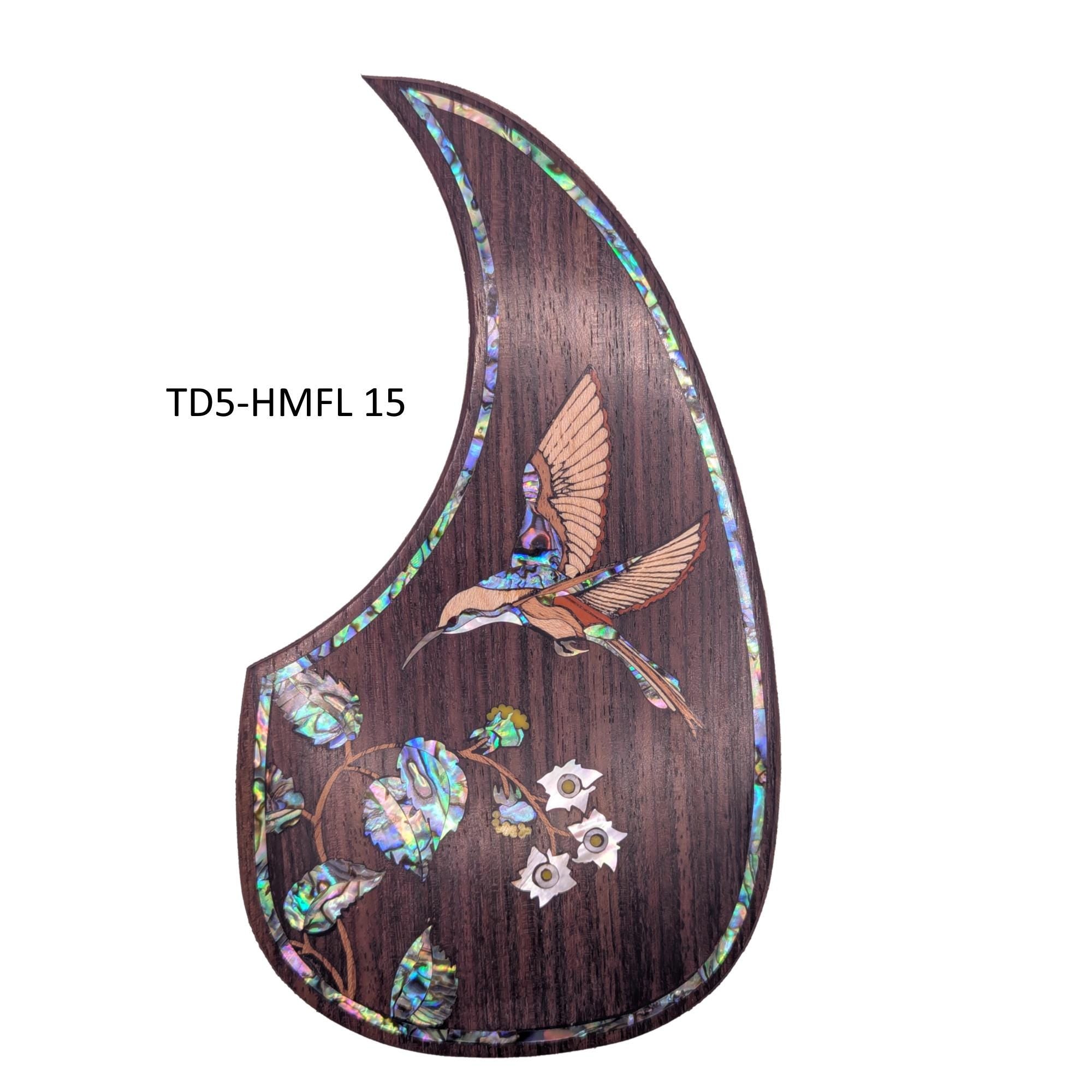 Guitar Pickguard Hummingbird and Flowers Abalone & Mother of Pearl Inlay- Handcrafted Parts