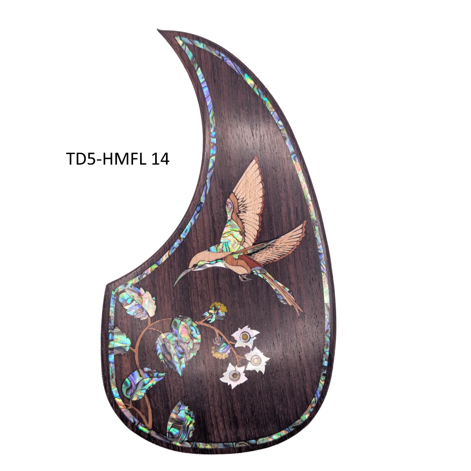 Guitar Pickguard Hummingbird and Flowers Abalone & Mother of Pearl Inlay- Handcrafted Parts