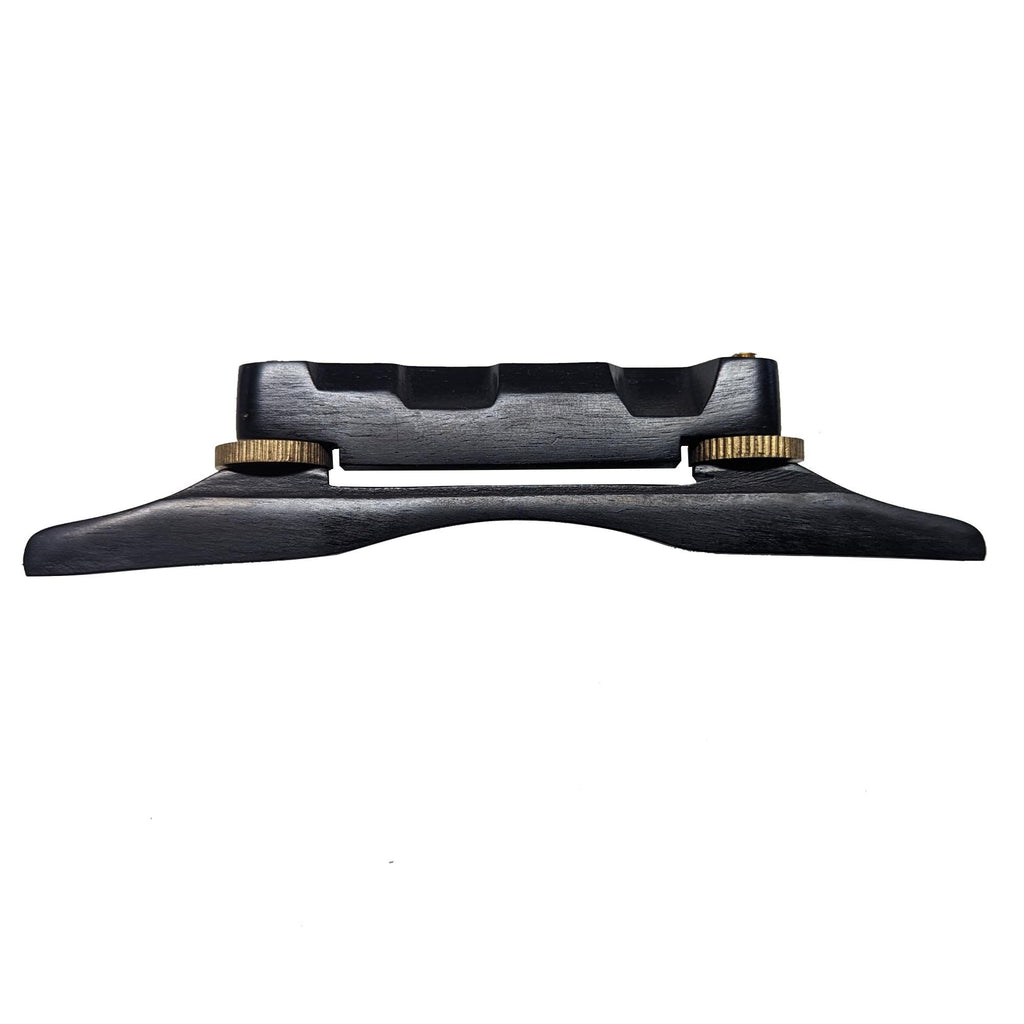 Pro Series Ebony Mandolin Bridge Adjustable Compensated: Solid Brass Hardware, Unslotted Saddle