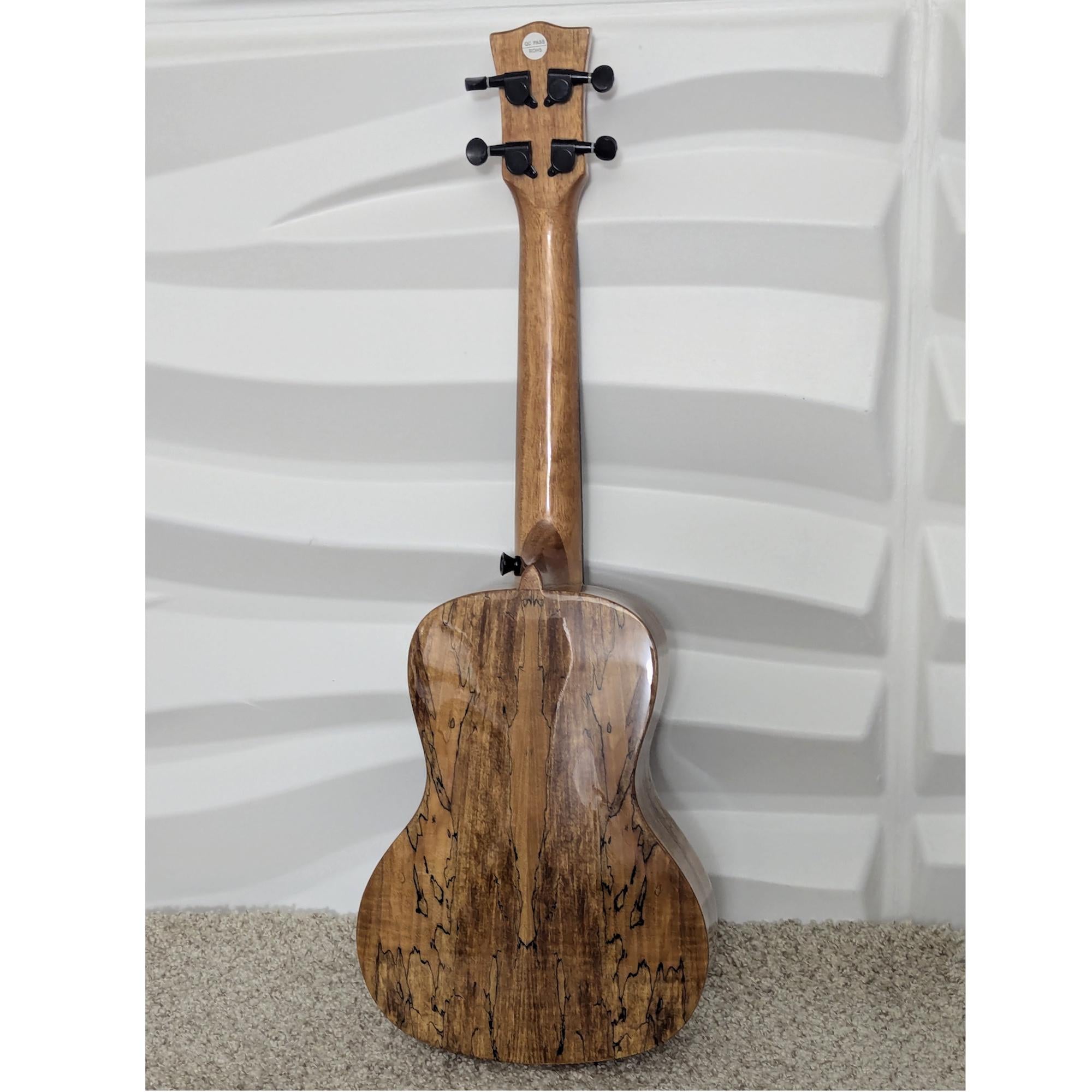 Spalted Maple Concert Ukulele with Abalone Rosette Professional Setup, Ready to Play