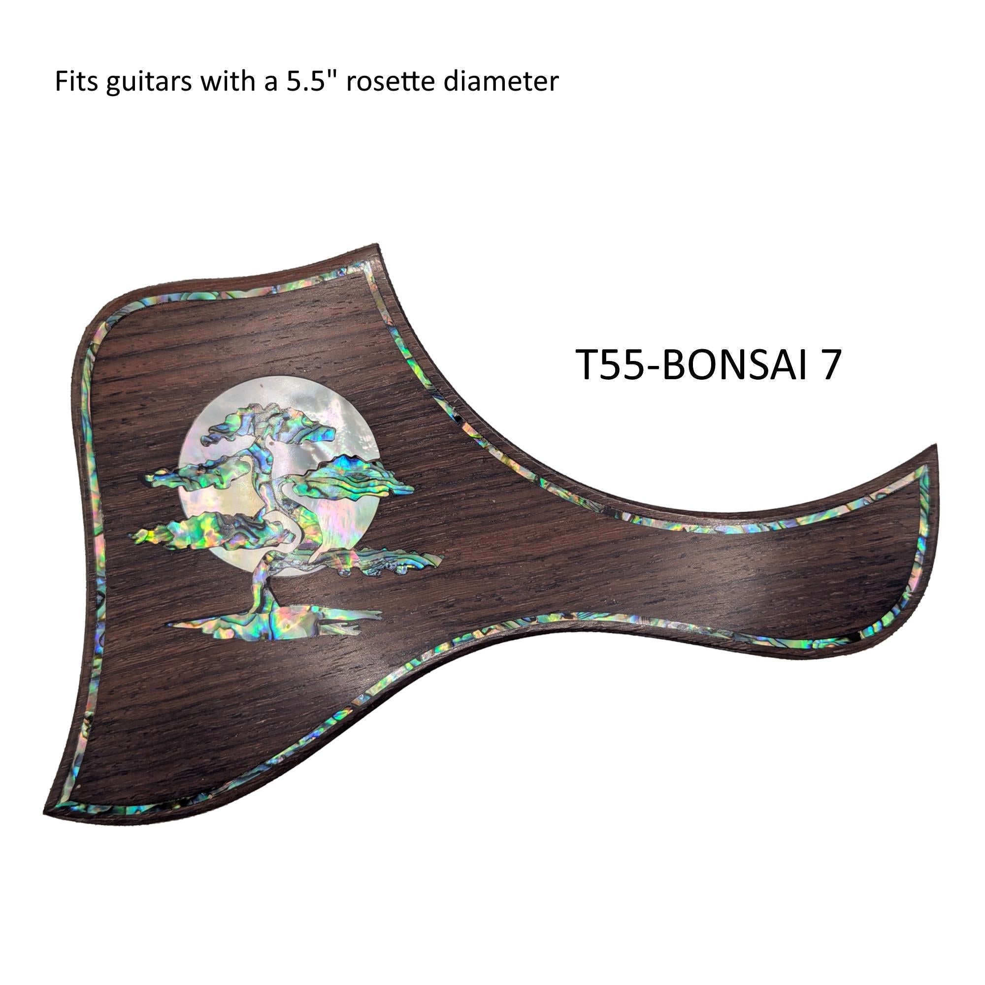 Bonsai Rising Moon Inlay Pickguard for Taylor Guitars (5.5" Rosette)