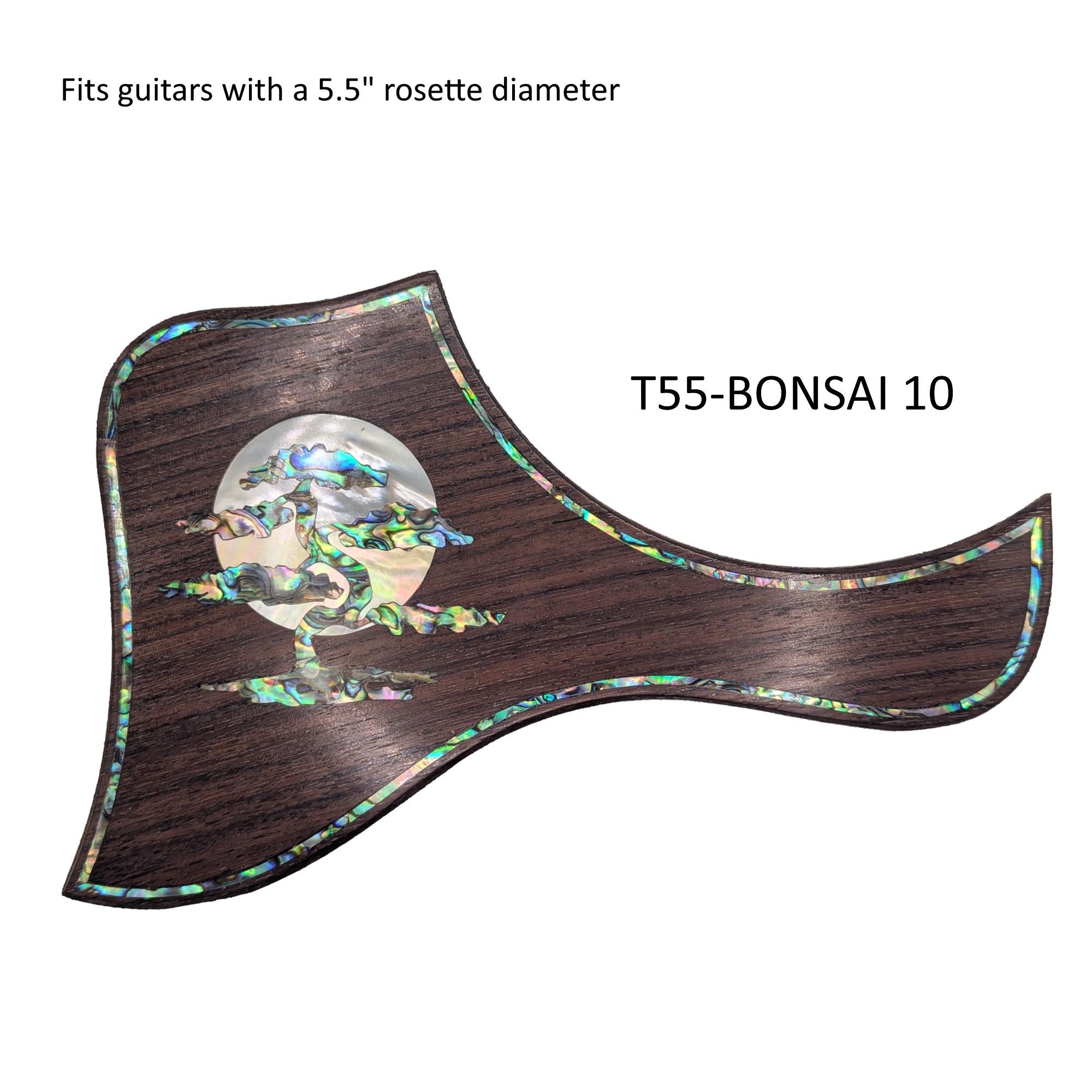 Bonsai Rising Moon Inlay Pickguard for Taylor Guitars (5.5" Rosette)