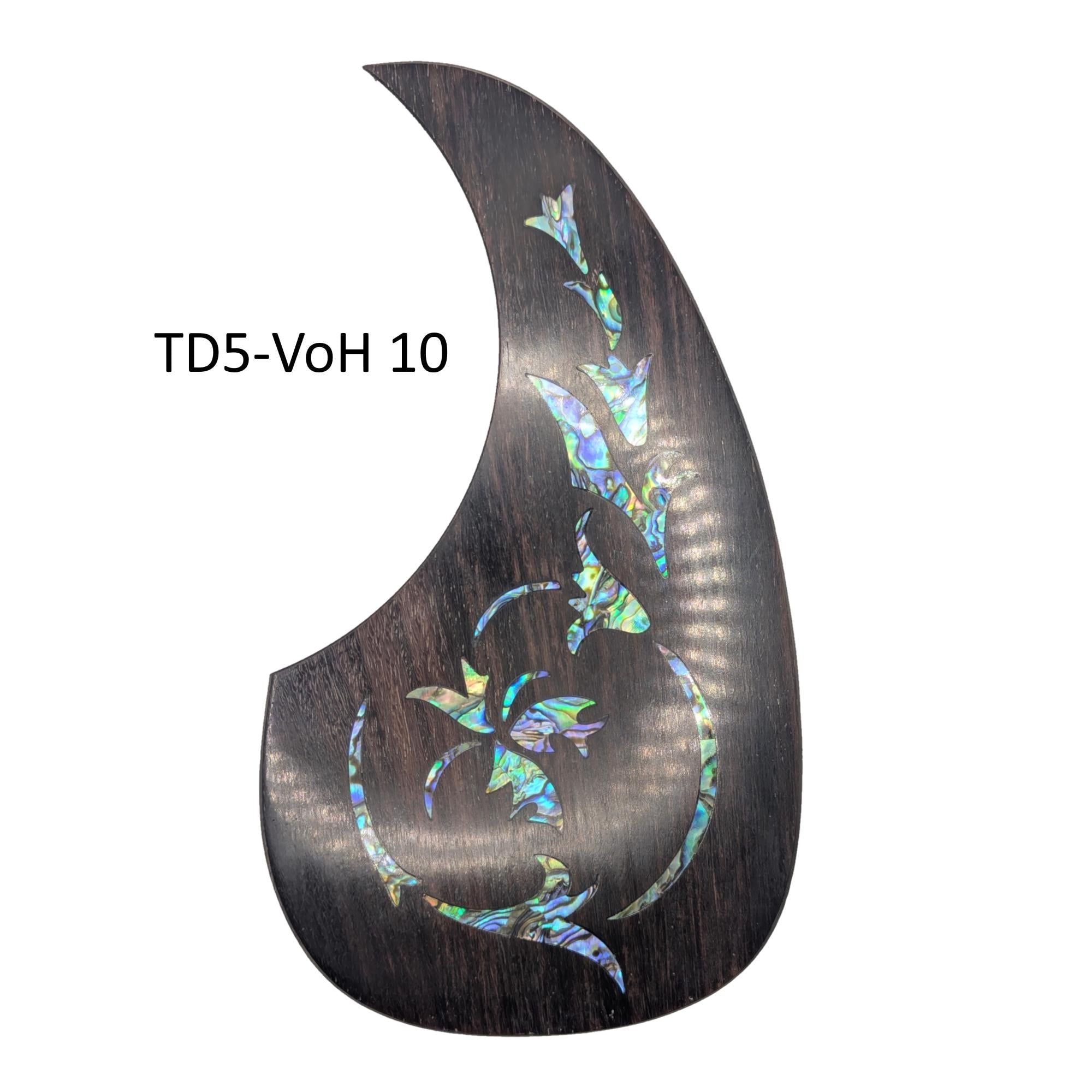 Rosewood Guitar Pickguard: Abalone Inlay, Vine Design