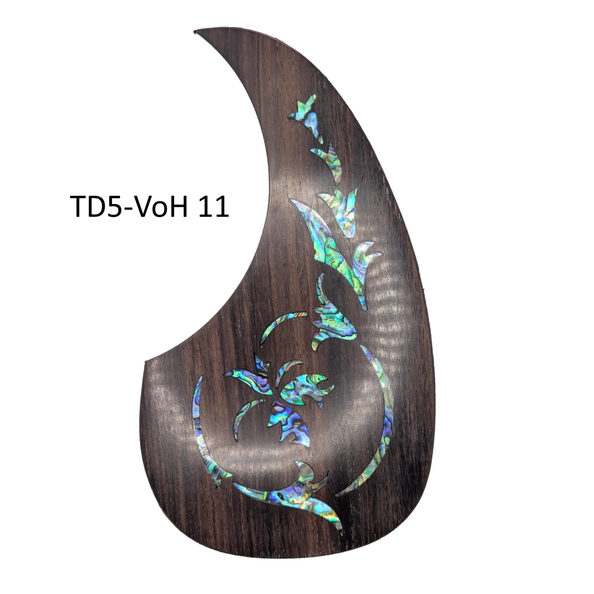 Rosewood Guitar Pickguard: Abalone Inlay, Vine Design