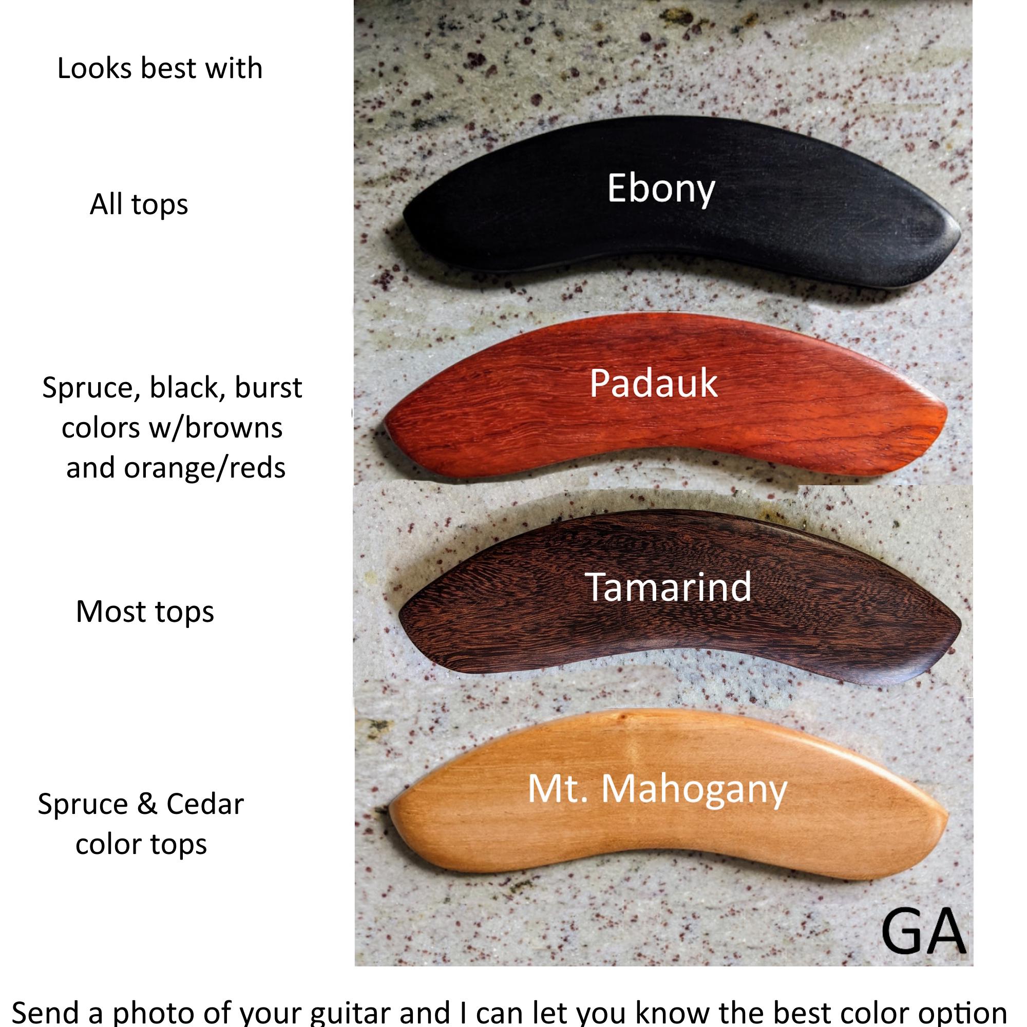 Handcrafted Guitar Armrest: Rosewood, Ebony, Mahogany - Comfortable Curved Edge