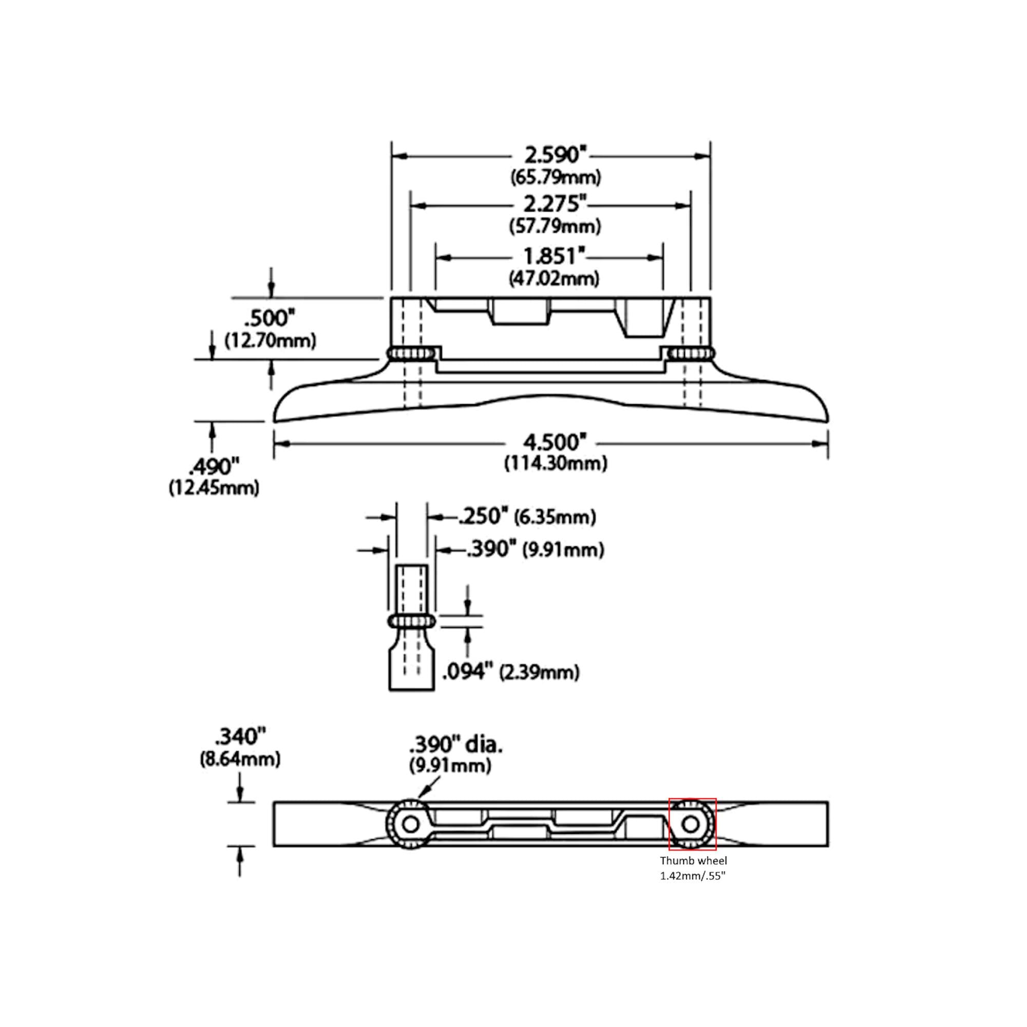 Pro Series Ebony Mandolin Bridge Adjustable Compensated: Solid Brass Hardware, Unslotted Saddle