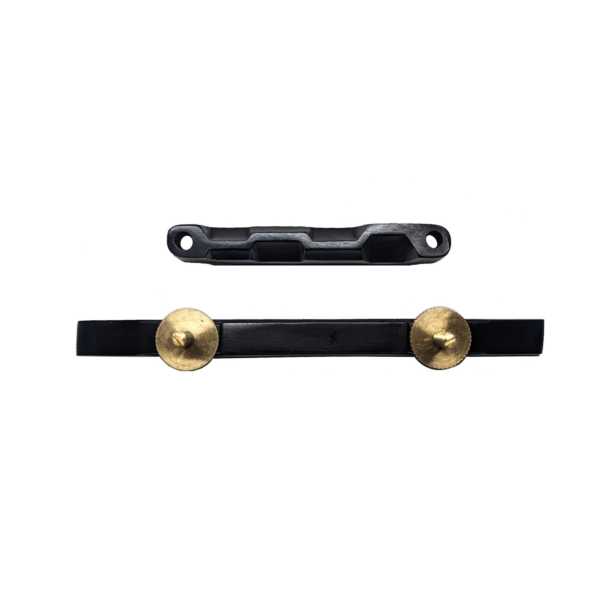 Pro Series Ebony Mandolin Bridge Adjustable Compensated: Solid Brass Hardware, Unslotted Saddle