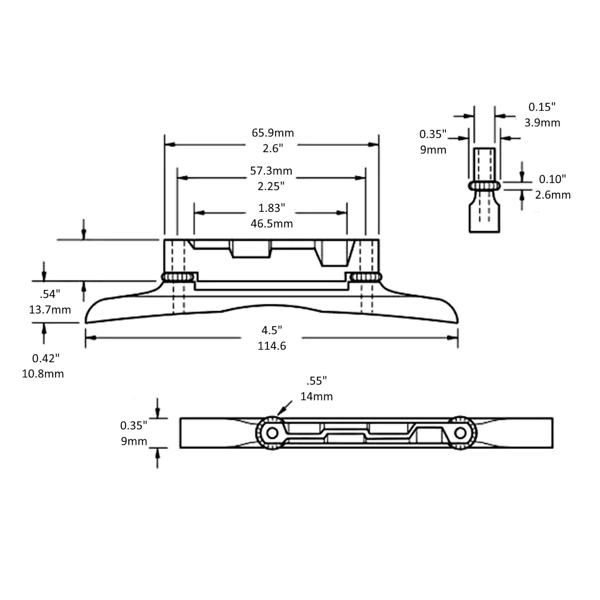 Pro Series Ebony Mandolin Bridge Adjustable Compensated: Solid Brass Hardware, Unslotted Saddle