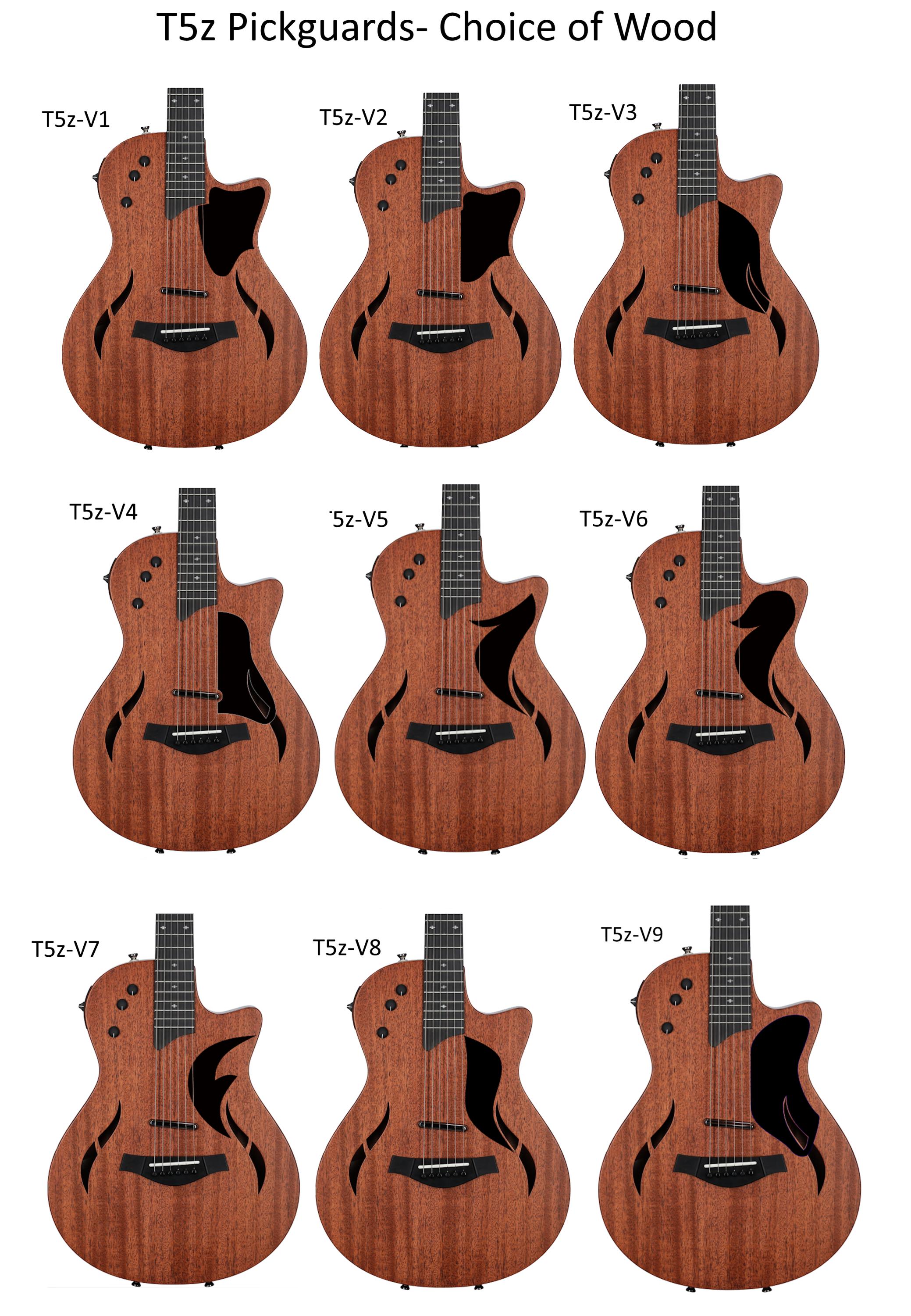 Handcrafted Wood Pickguard for Taylor T5z Guitar - Free Mount