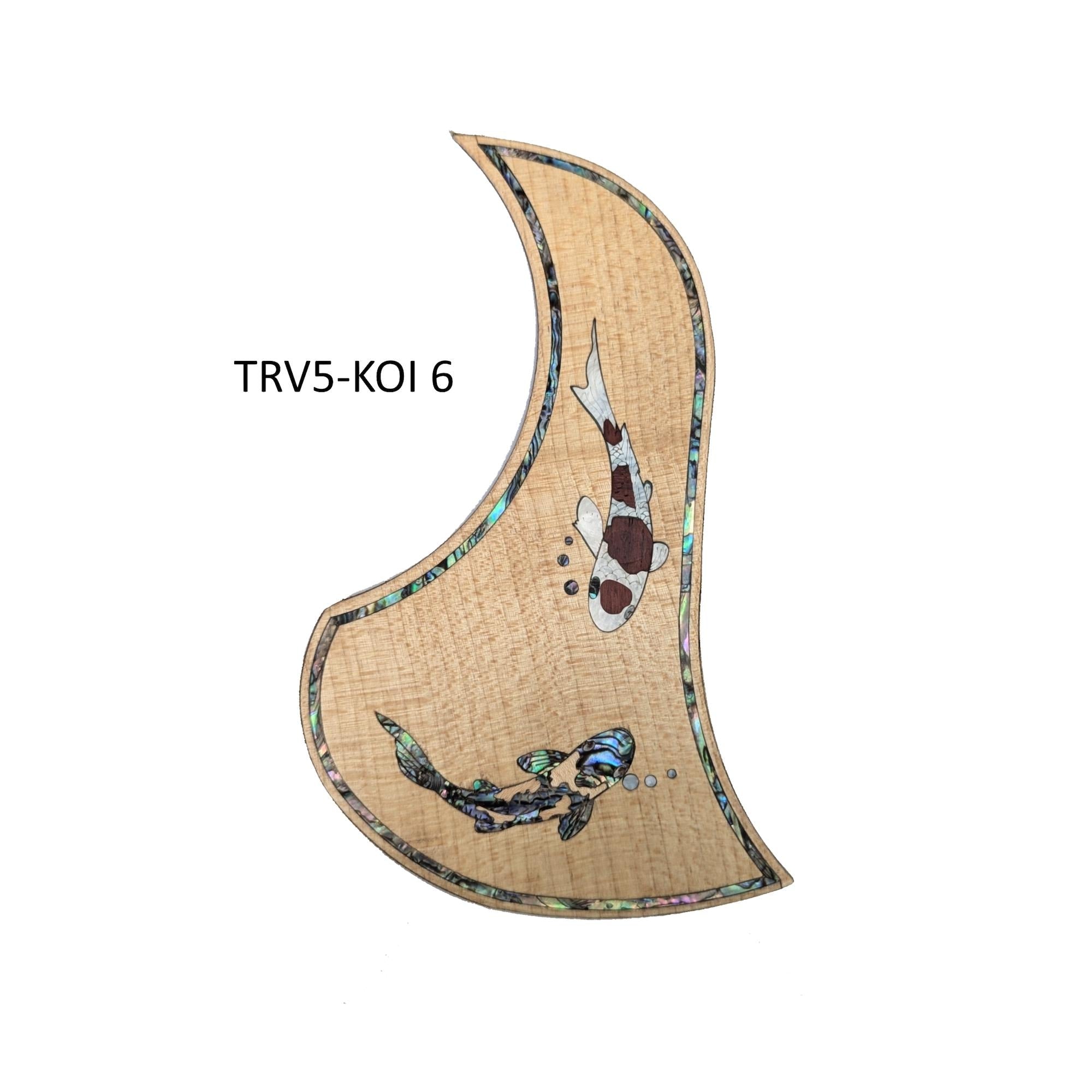 Koi Fish Design Pickguard -Colorful Abalone White Mother of Pearl Inlay