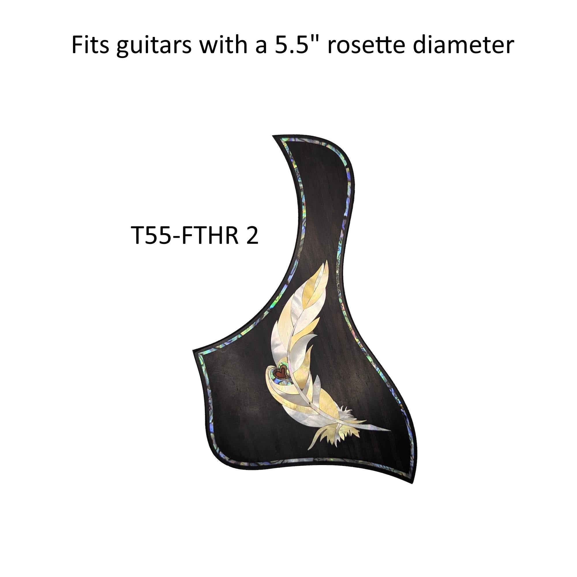 Taylor Style Pickguard Rosewood Colorful Abalone & White Mother-of-Pearl Inlay Feather Design