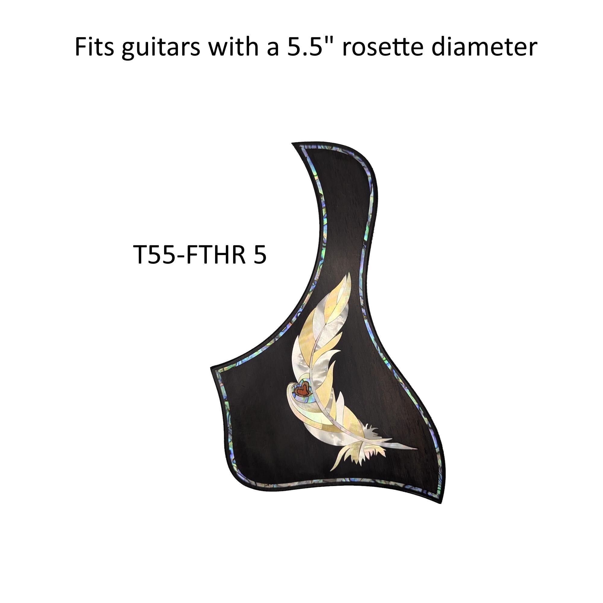 Taylor Style Pickguard Rosewood Colorful Abalone & White Mother-of-Pearl Inlay Feather Design