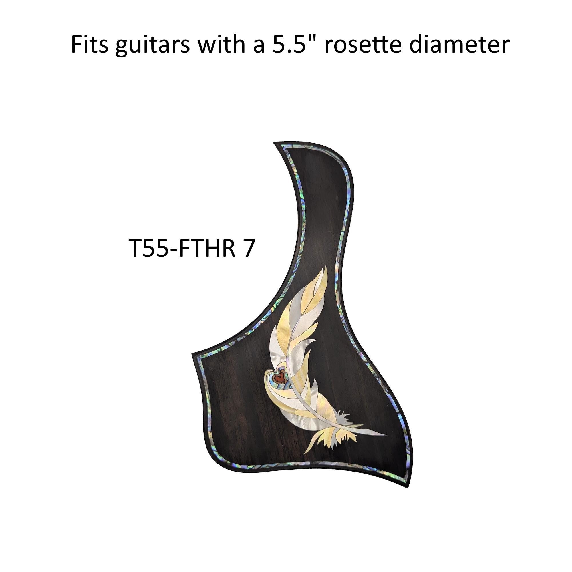 Taylor Style Pickguard Rosewood Colorful Abalone & White Mother-of-Pearl Inlay Feather Design