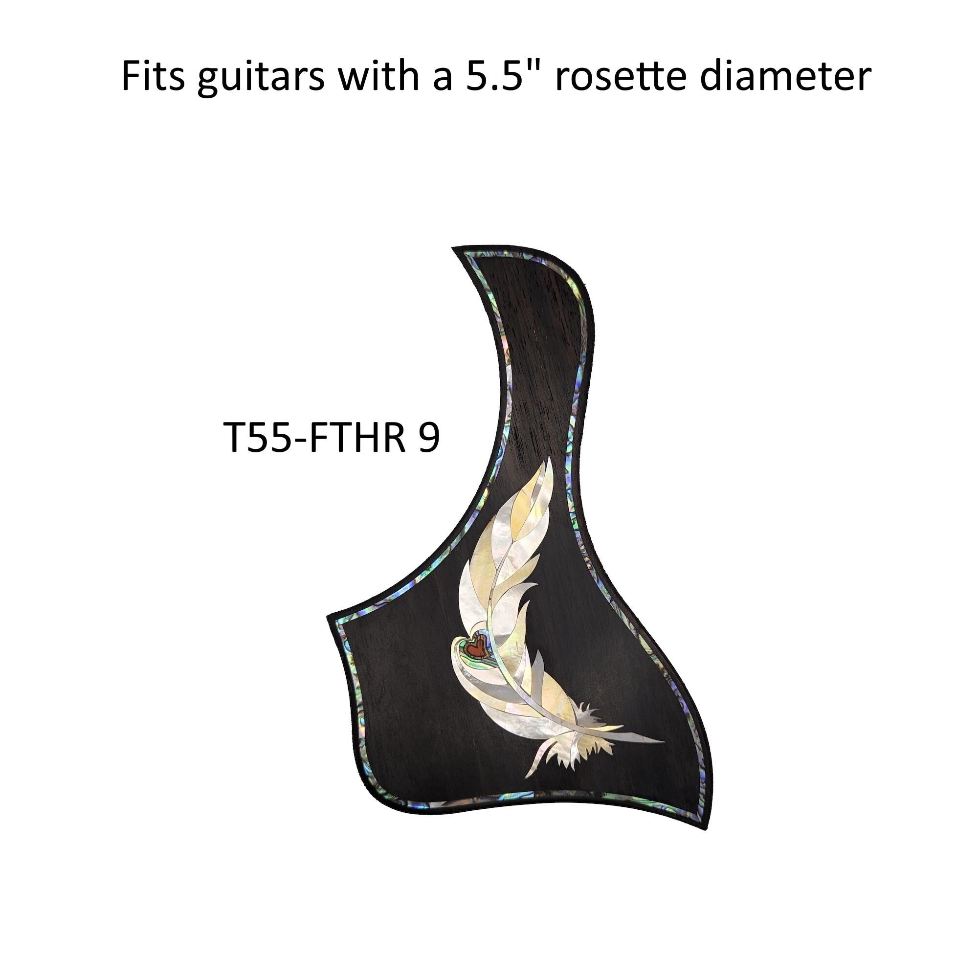 Taylor Style Pickguard Rosewood Colorful Abalone & White Mother-of-Pearl Inlay Feather Design