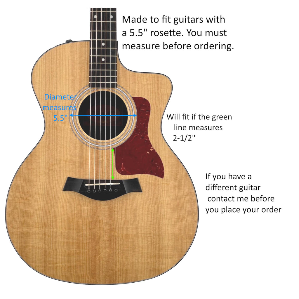 Taylor Style Pickguard Rosewood Colorful Abalone & White Mother-of-Pearl Inlay Feather Design