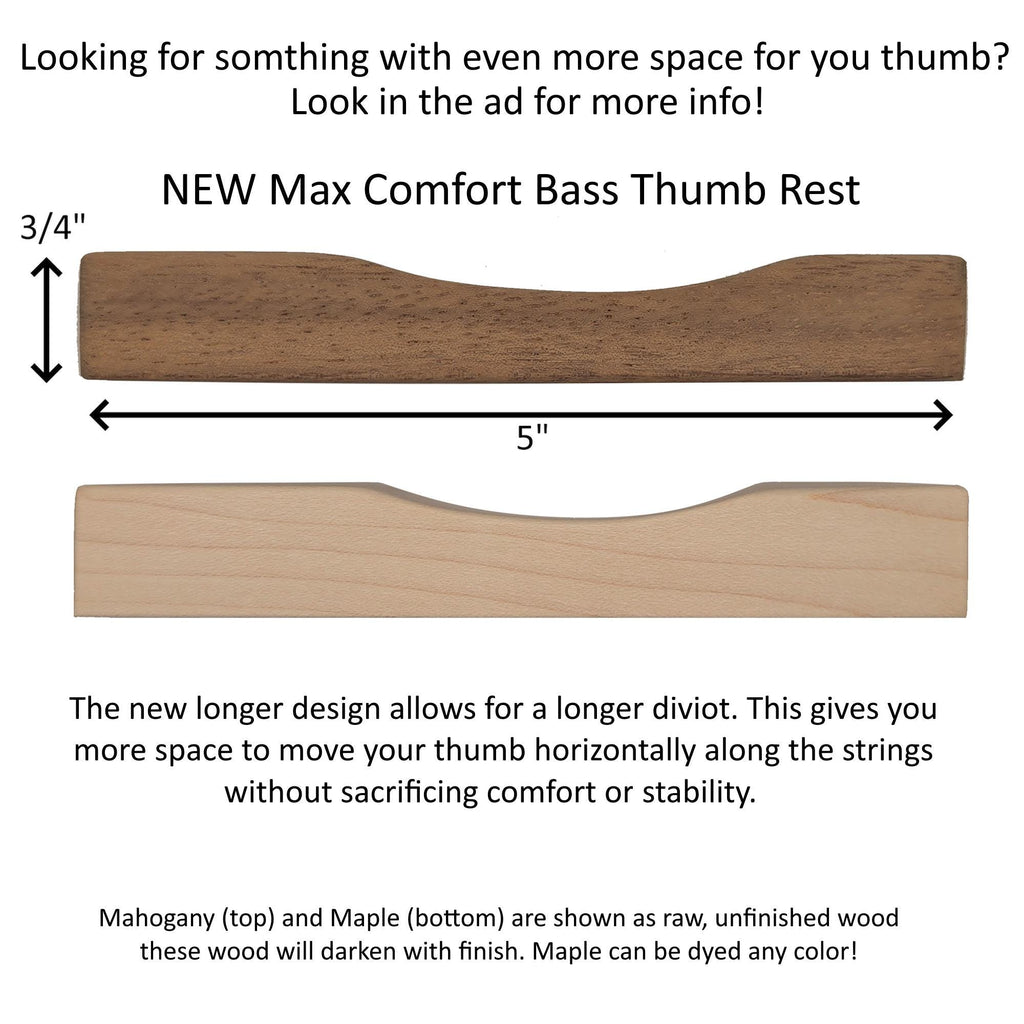 Bass Guitar Thumb Rest Extra Long with Comfort Divot | Soft Curved Edges