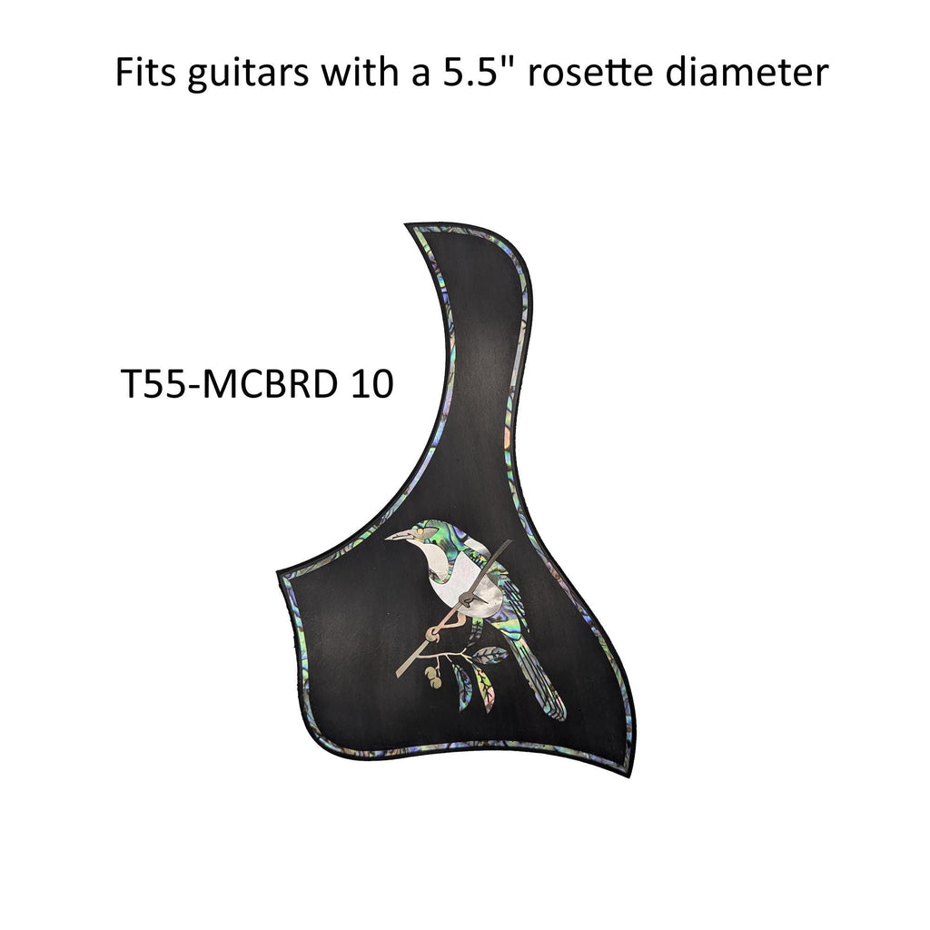Mockingbird Design Guitar Pickguard Blue-Green Abalone & White Mother-of-Pearl Inlay 5.5"