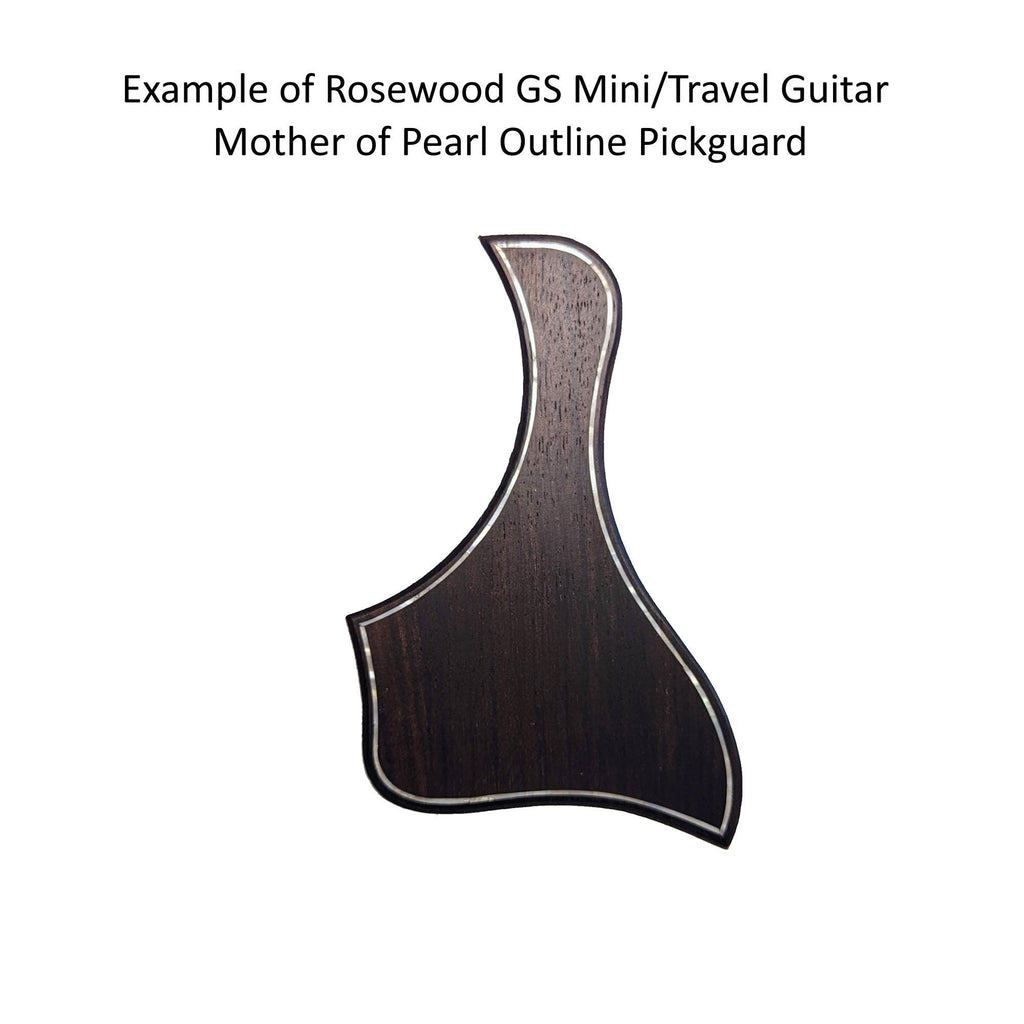 Rosewood Taylor Style Guitar Pickguard: White Mother of Pearl Inlay, Free Mount Option