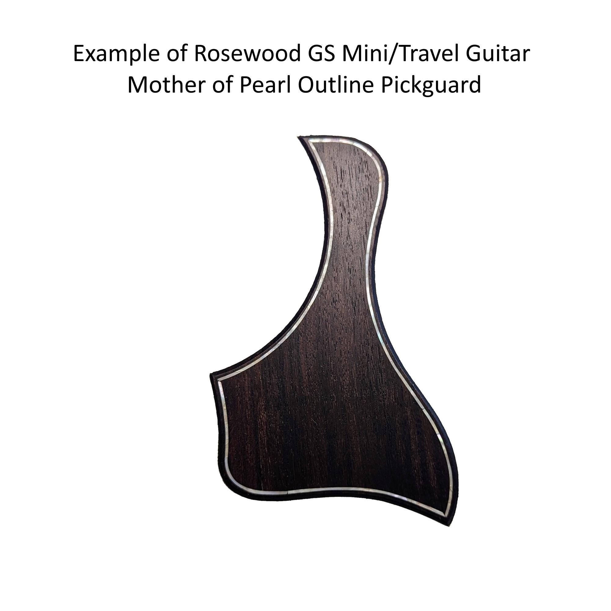 Rosewood Taylor Style Guitar Pickguard: White Mother of Pearl Inlay, Free Mount Option